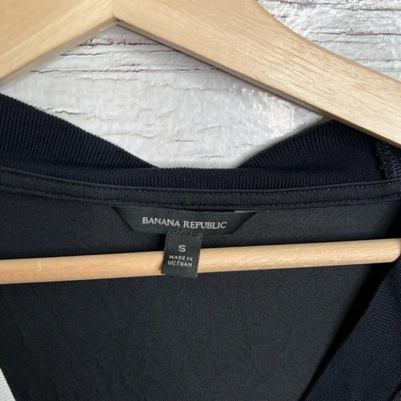 Banana republic black blouse long sleeve top white size small - Picture 6 of 9